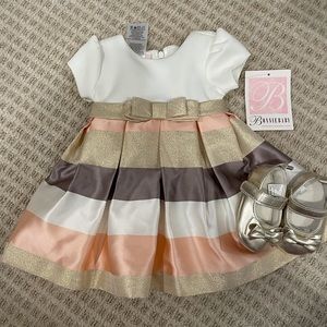 NWT Bonnie Baby 3-6m Dress + Shoes